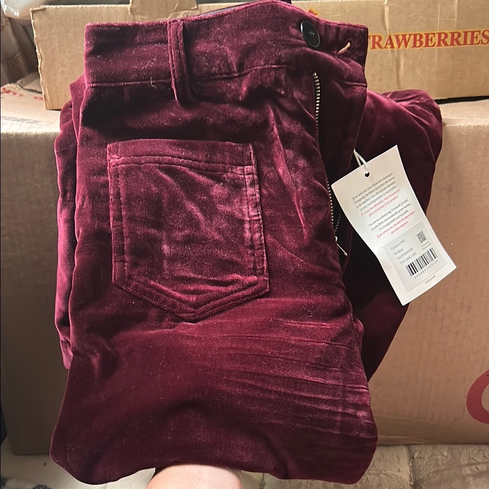 Sézane Eric Trousers Velvet Burgundy Pants